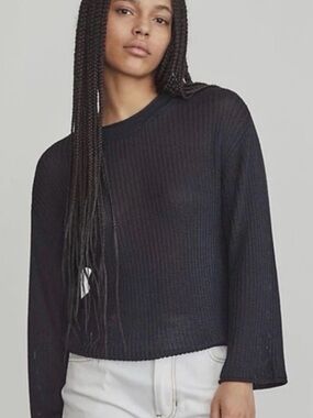 Elizabeth and James • Black Knit Bell Sleeve Sweater